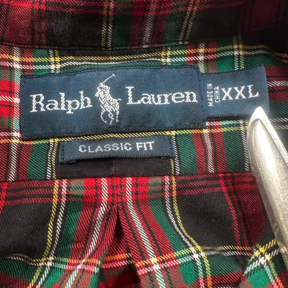 Polo Ralph Lauren Mens XXL Classic Fit Short Sleeve Plaid Button Down Shirt Red